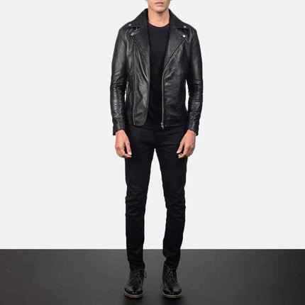 Men Noah Black Leather Biker Jacket