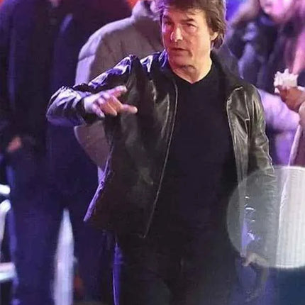 Tom Cruise MI-8 Black Leather Jacket