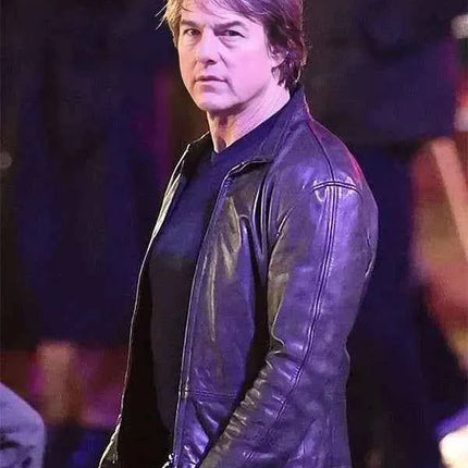 Tom Cruise MI-8 Black Leather Jacket
