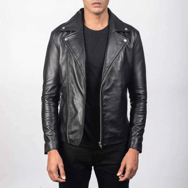 Men Noah Black Leather Biker Jacket