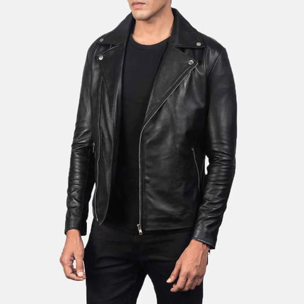 Men Noah Black Leather Biker Jacket