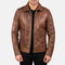 Men Lavendard Brown Leather Biker Jacket - Top Celeb Style