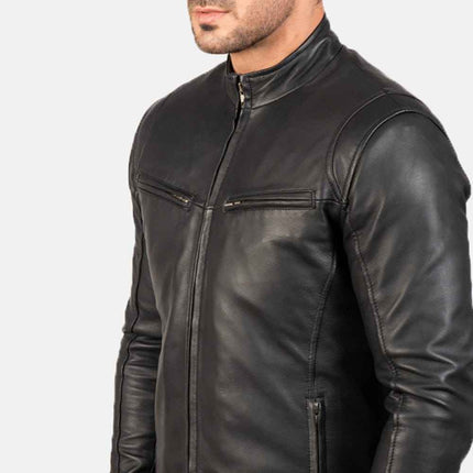 Men Black Leather Biker Jacket