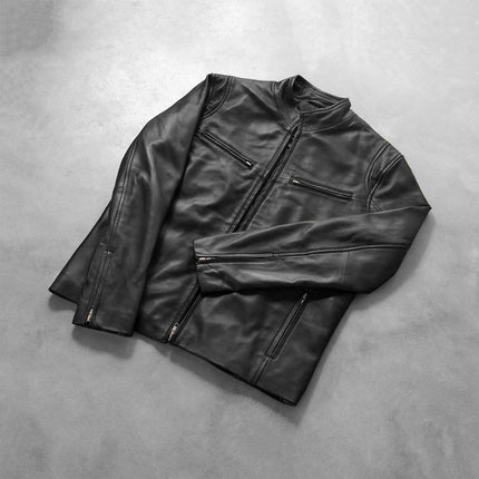 Men Black Leather Biker Jacket