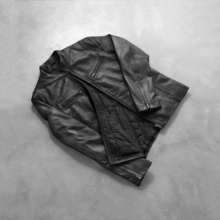 Men Black Leather Biker Jacket