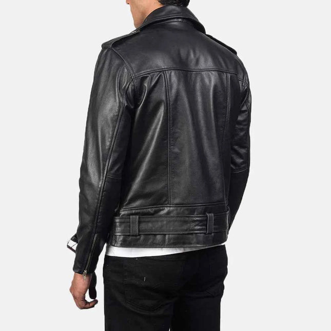 Allaric Alley Black Leather Biker Jacket - Top Celeb Style