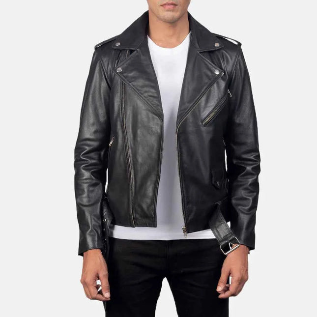 Allaric Alley Black Leather Biker Jacket - Top Celeb Style