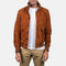 Men Eaton Brown Suede Bomber Jacket