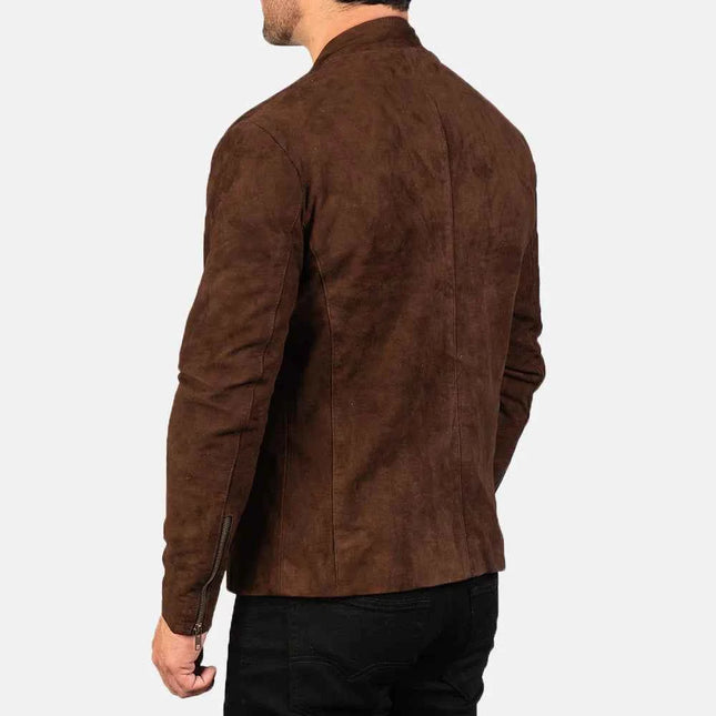 Mocha Suede Biker Jacket Men