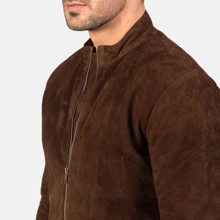 Mocha Suede Biker Jacket Men