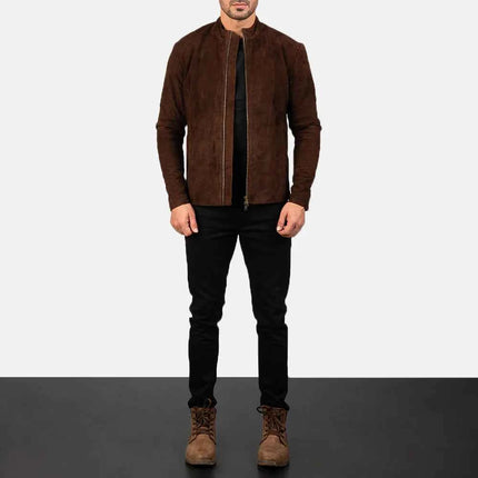 Mocha Suede Biker Jacket Men