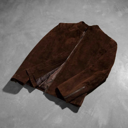 Mocha Suede Biker Jacket Men