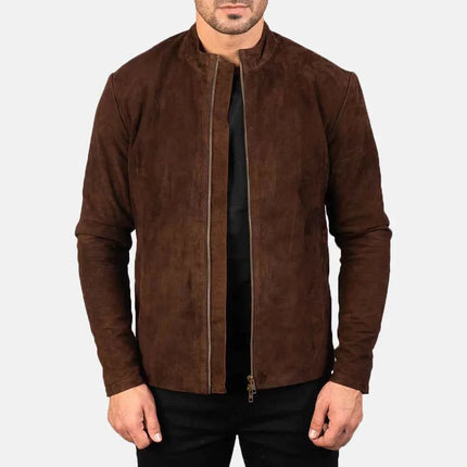 Mocha Suede Biker Jacket Men